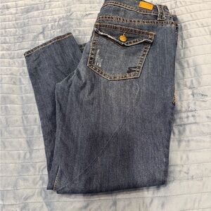 Women's Seven7 Dark Indigo Jeans with Gold Stitching size 10